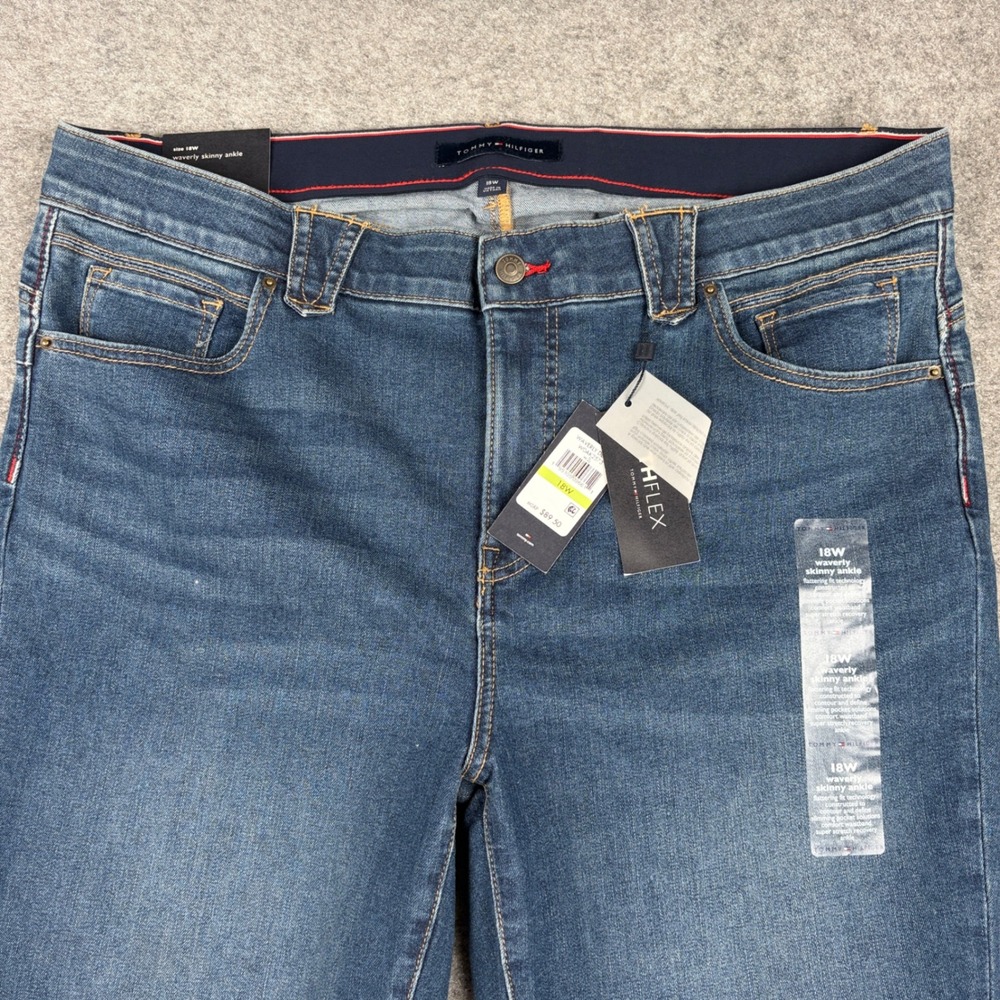 Tommy Hilfiger Waverly Skinny Ankle Jeans Womens 18W Blue THFlex Denim